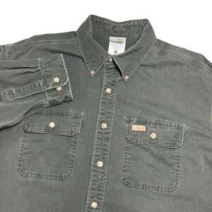 Carhartt‎ S09 MOS Button Up Shirt Men XL Moss Green Cotton Twill Workwear Rugged